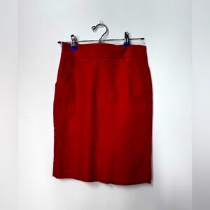 J. CREW “The Pencil Skirt” Red High-Waisted Pencil Skirt